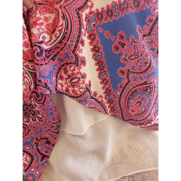 Womens Tunic Blouse Tank M Pink Blue Indie Paisley Sleeveless Boho Costal Loose - Picture 9 of 10